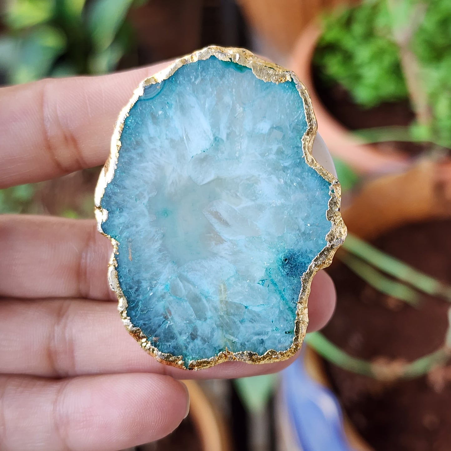 Light Blue Agate Pop Socket