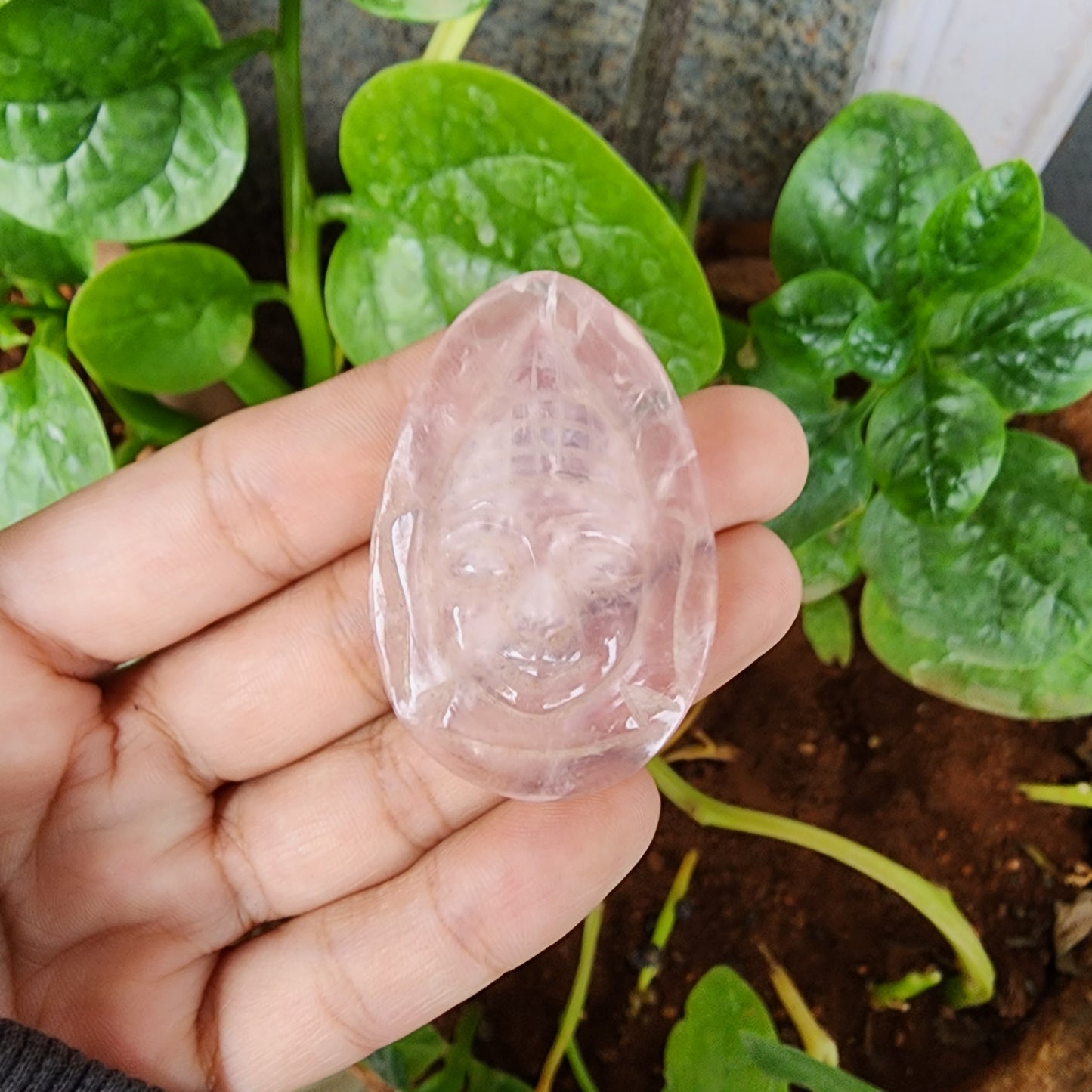 Rose Quartz Buddha cabochon