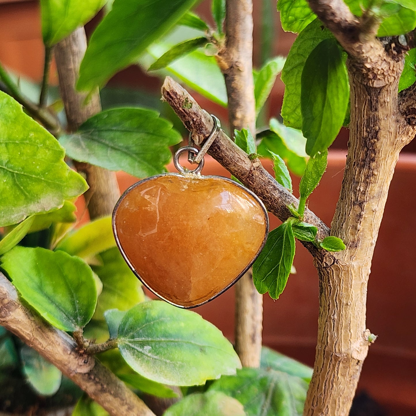 Orange Aventurine Puffy Heart Pendant