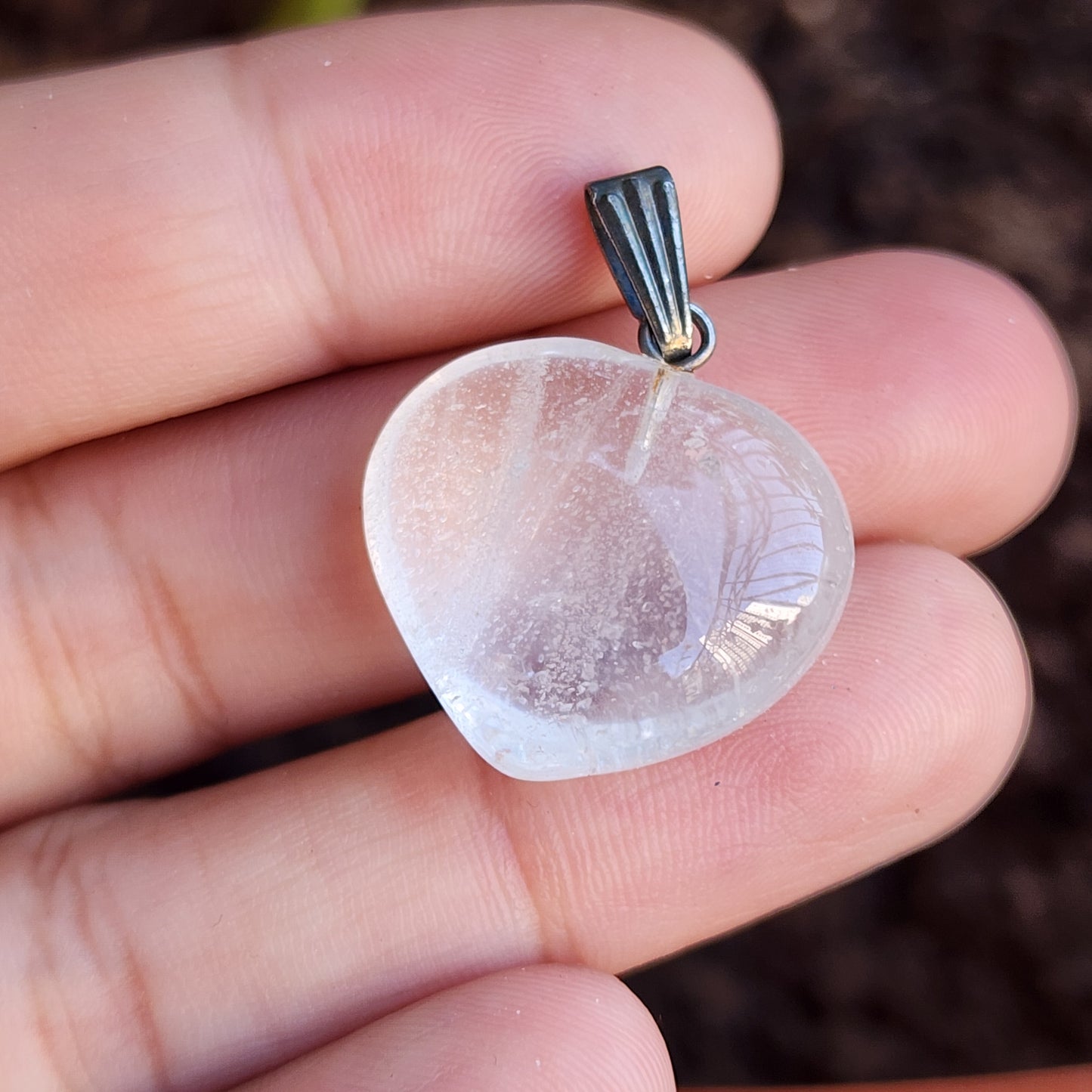 Clear Quartz Puffy Heart Pendant