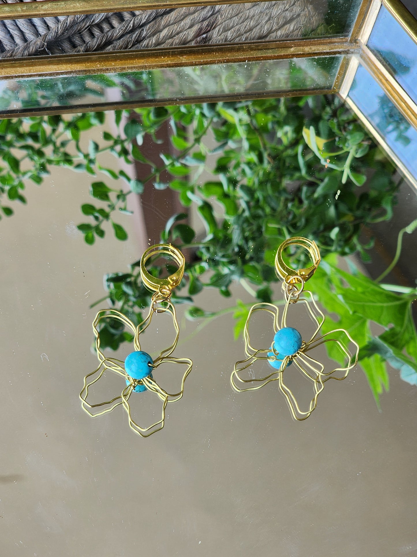 Turquoise Flower Earrings