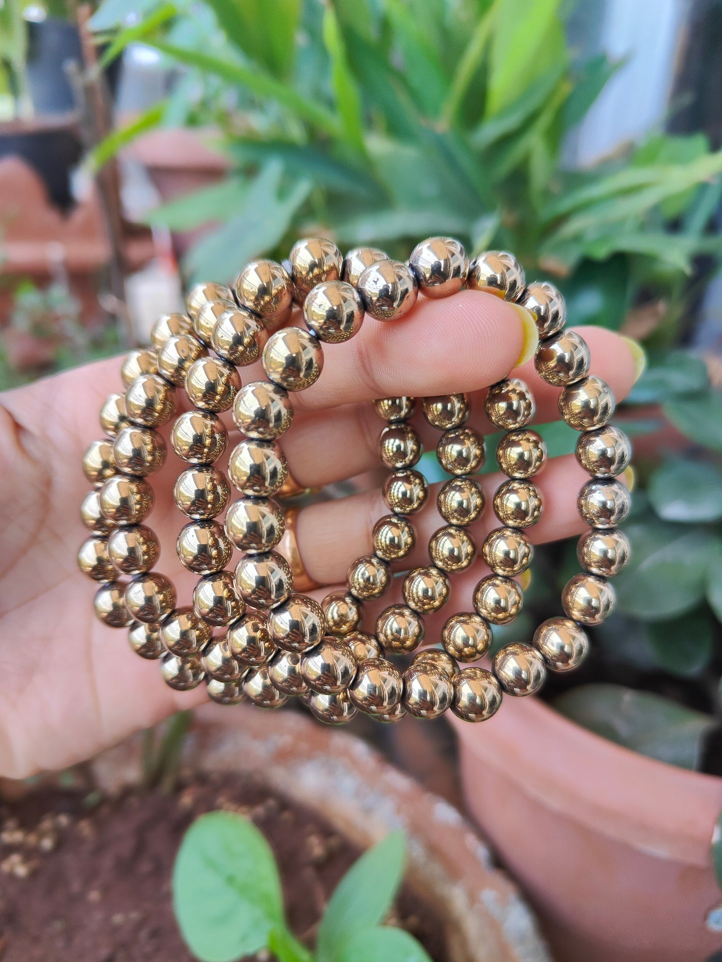 Polished Pyrite Bracelet