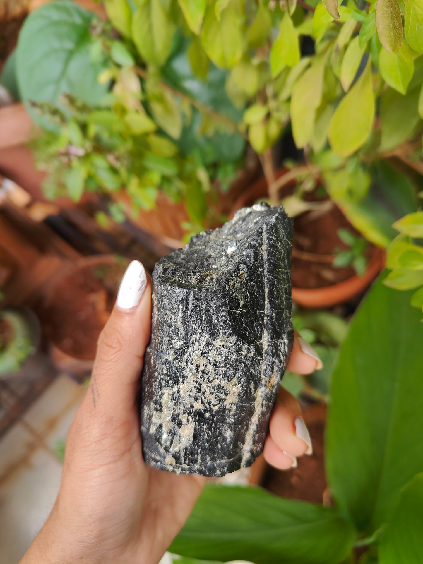 Black Tourmaline Cylindrical Raw Piece