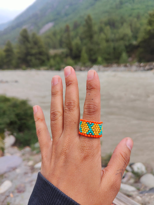 Glass beaded tribal ring